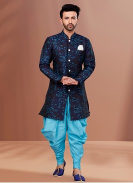 Navy Blue Dhoti Style Indowestern Set