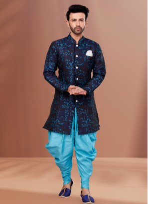 Navy Blue Dhoti Style Indowestern Set