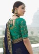 Navy Blue Embroidered Classic Designer Saree