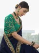 Navy Blue Embroidered Classic Designer Saree