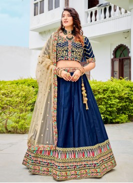 Navy Blue Ferrari Silk Lehenga Choli