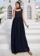 Navy Blue Georgette Sequins Embellished Palazzo Suit