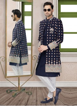 Navy Blue Mens Wear Indo Western