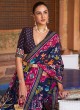 Navy Blue Patola Silk Wedding Traditional Saree