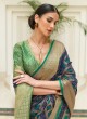 Festive Green & Blue Designer Woven Silk Saree