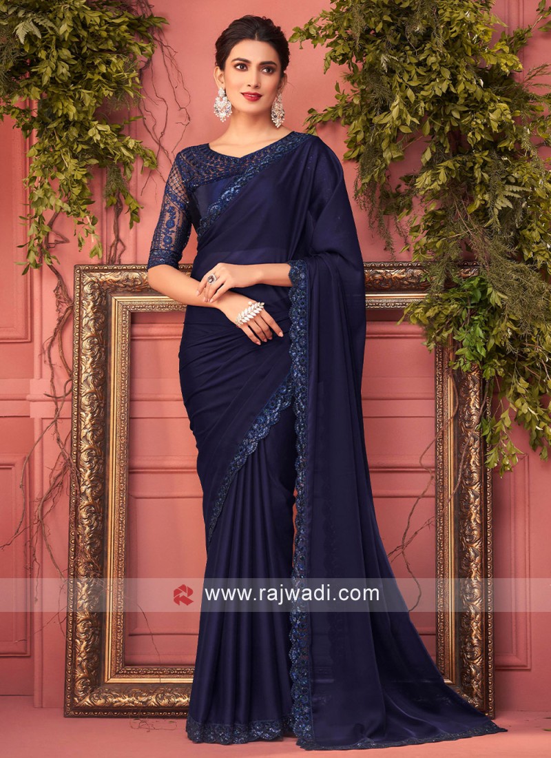 Buy dusty Blue Digital Printed Silk Wedding Saree With Blouse From Ethnic  Plus