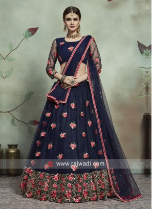 Navy Thread Work Lehenga Set