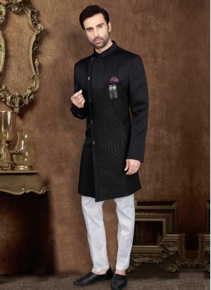 Nawabi Style Indo-Western In Black Color