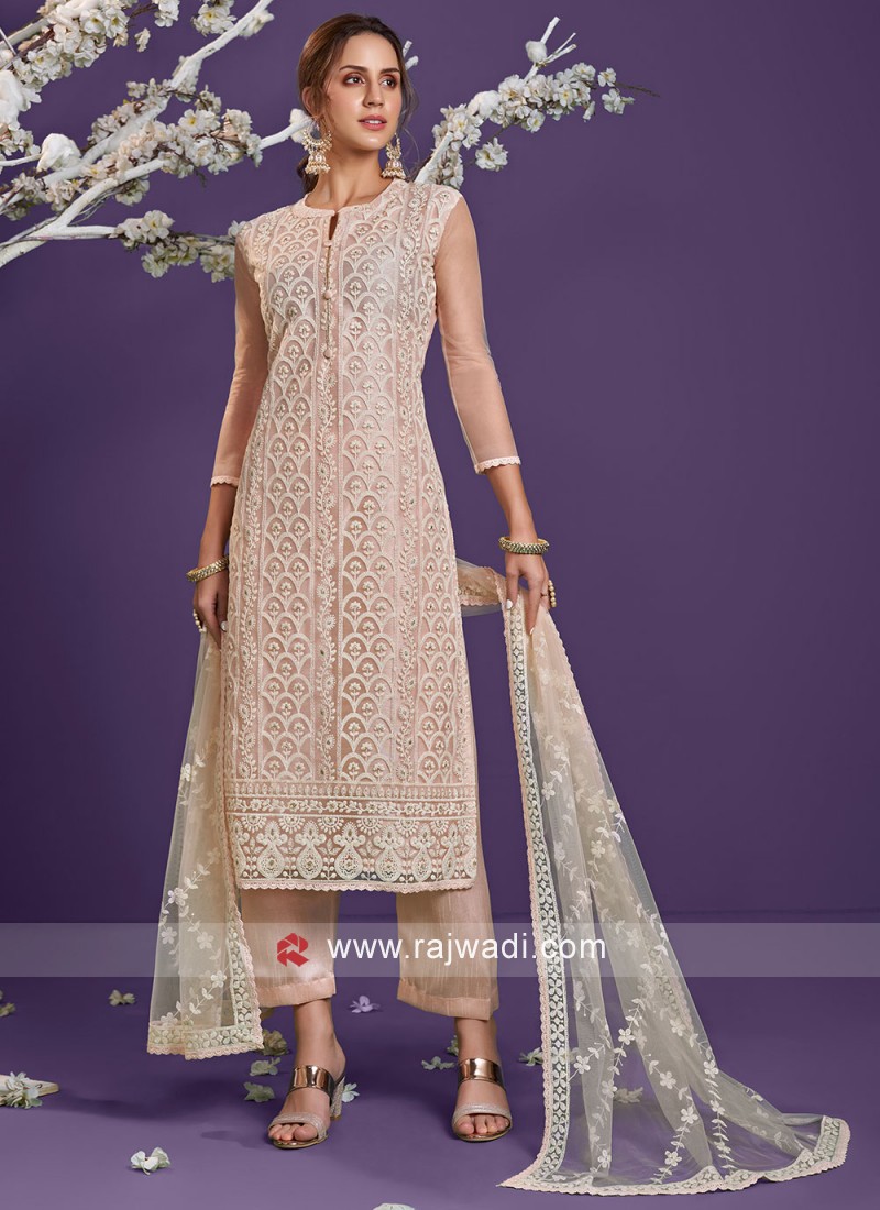 Hot Pink White Floral Printed Straight Suit – Lashkaraa India