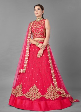 Net Dori Work Pink Lehenga Choli