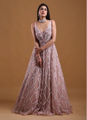 Net Heavy Embroidered Bridal Engagement Gown