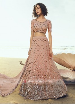 Net Lehenga Choli In Peach