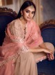 Net Mirror Designer Pakistani Suit in Peach