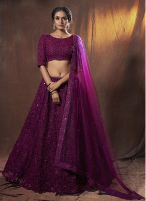 Net Purple Lehenga Choli