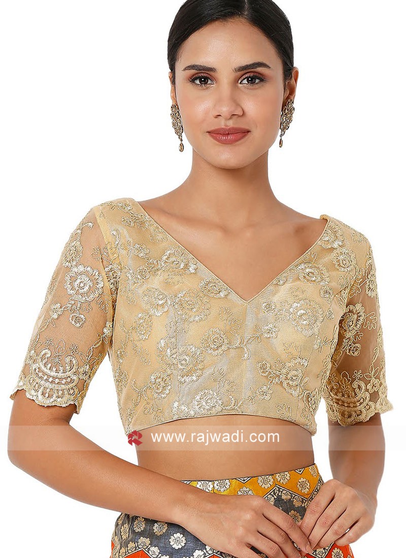 Buy Libra Fashion Women's Blouse Golden- 2 Readymade ONE Shoulder Lehenga  Choli Crop TOP 36