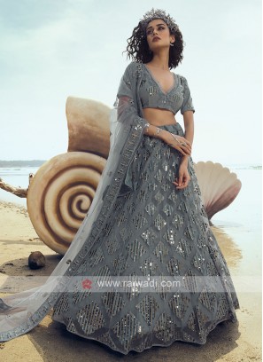 Net Sequins Work Lehenga Choli