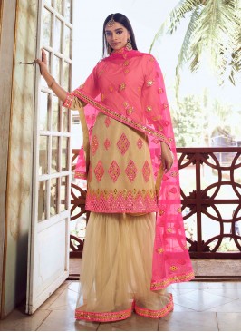 Net Thread Beige Designer Pakistani Salwar Suit