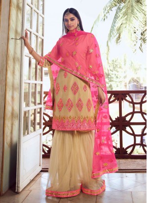 Net Thread Beige Designer Pakistani Salwar Suit