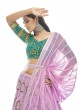 Net Zari A Line Lehenga Choli in Lavender