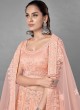 Net Zari Peach Lehenga Choli