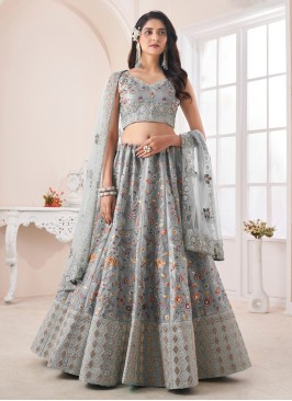 Grey Designer Lehenga Choli With Dupatta