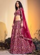 Elegant Deep Pink Embroidered Net Lehenga Choli