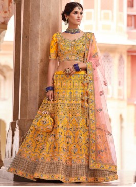 Nice Swarovski Yellow Lehenga Choli