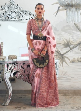 Stunning Pink Modal Silk Contemporary Saree