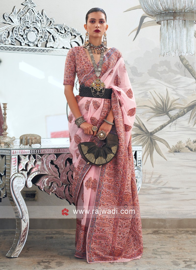 Stunning Pink Modal Silk Contemporary Saree