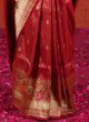 Vibrant Red Bridal Zari Embellished Kanjivaram Saree