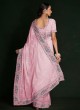 Pink Lucknowi Gorgette Contemporary Saree