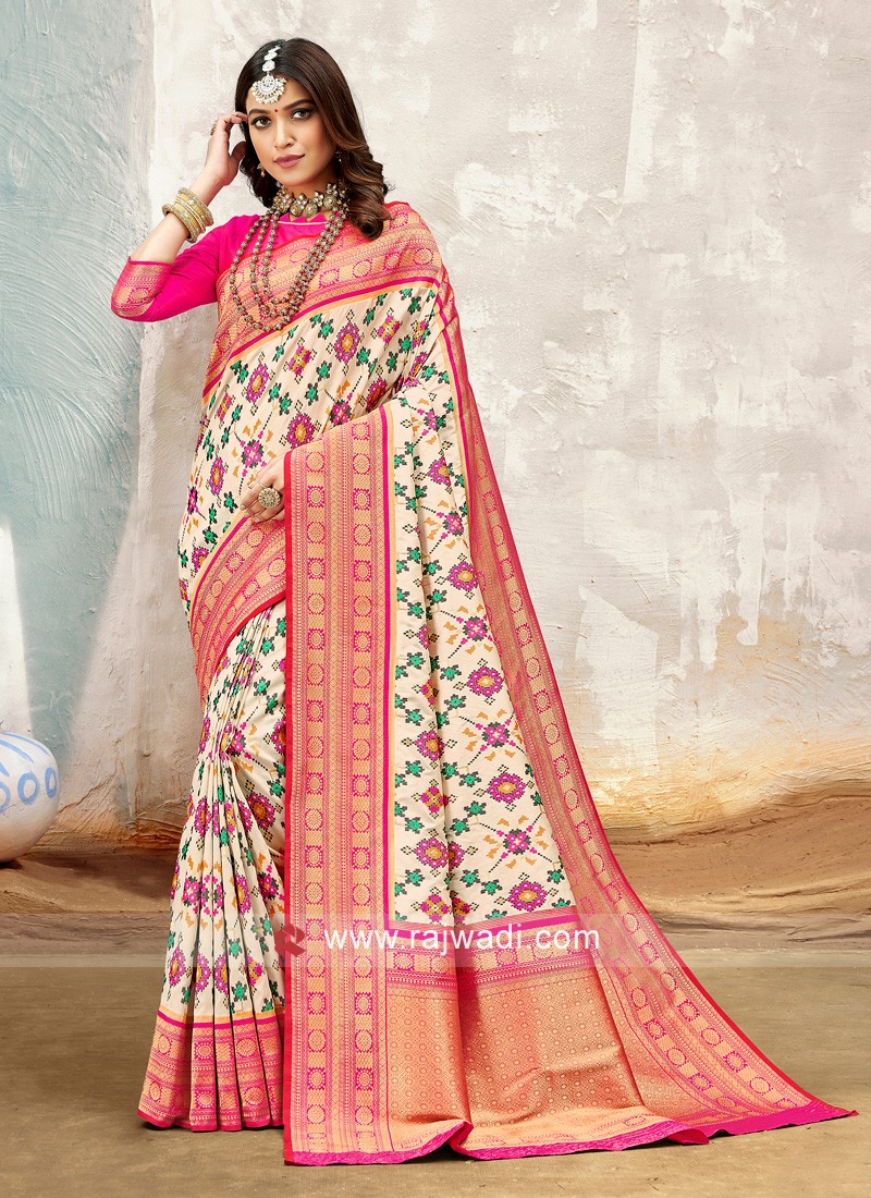 Buy Leelipeeri Designer Women Pink Woven Silk Blend Patola Saree Online at  Best Prices in India - JioMart.