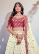 Off White and Red Chinon Sequins Embellished Lehenga Choli