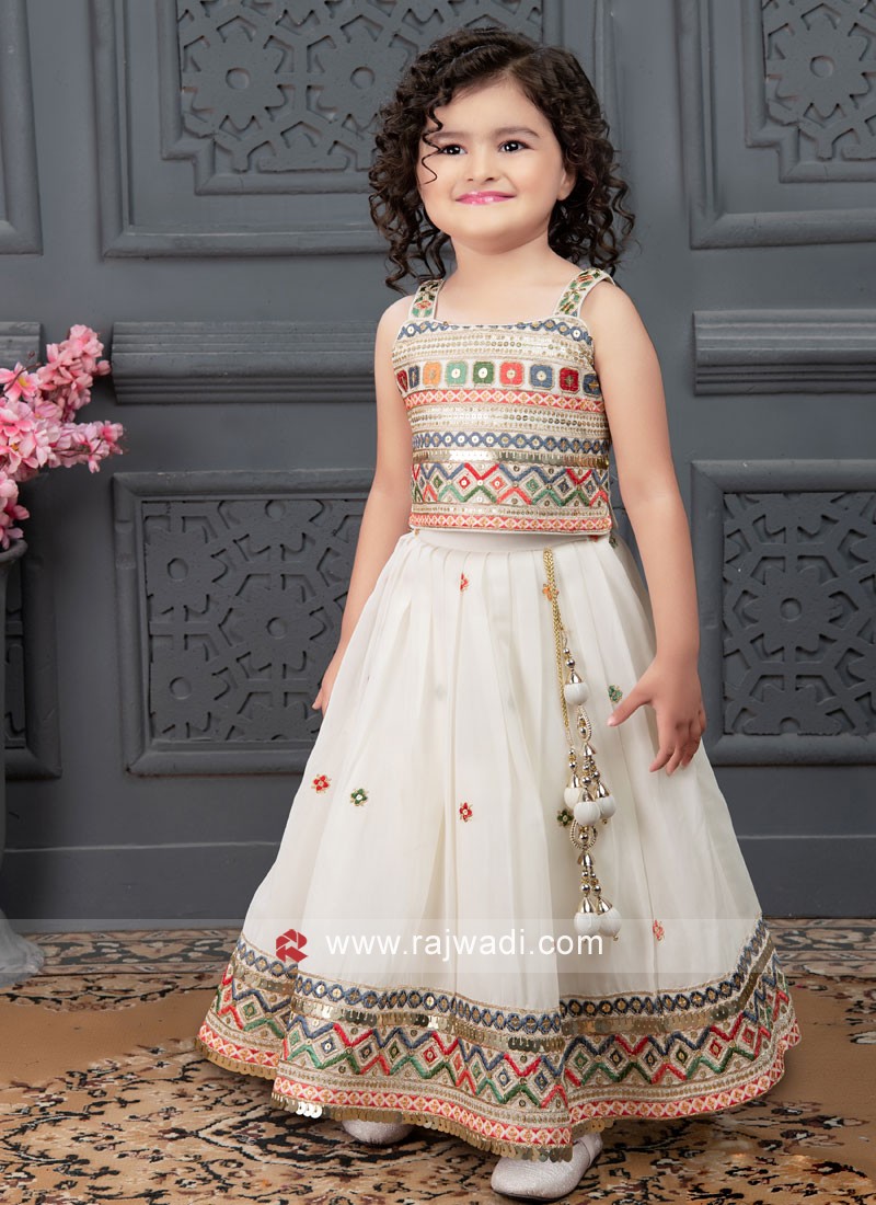 Buy White Ruffled Lehenga Set for 11-12 Year Girls Online from Indian  Luxury Designers 2024