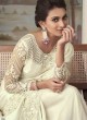 Off White Designer Embroidered Silk Saree