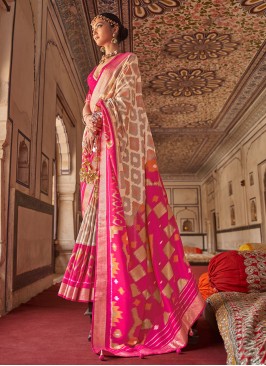 Off White Diamond Classic Saree