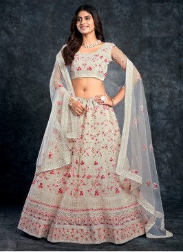 Off White Floral Work Lehenga Choli