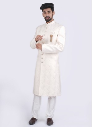 Off White  Groom Wear Designer Sherwani