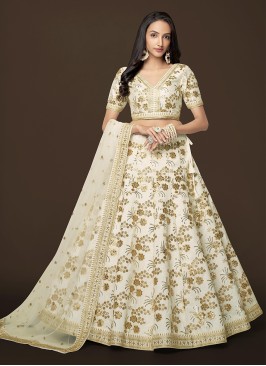 Gorgeous White Slub Silk Lehenga Choli