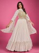 Off White Embroidered Anarkali Style Gown