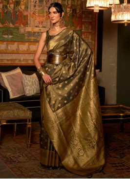 Olive Contemporary Silk Saree