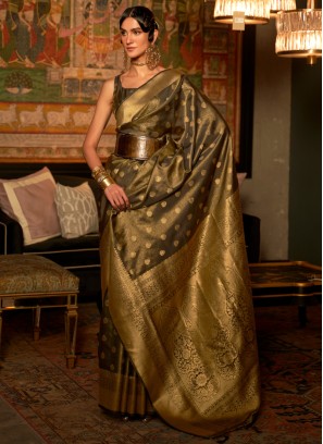 Olive Contemporary Silk Saree