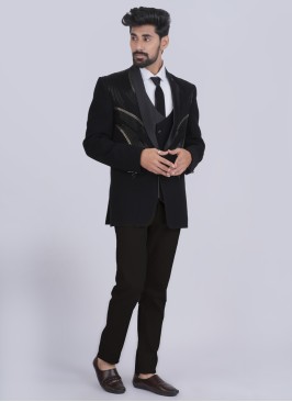 One Buttoned Black Imported Coat Suit