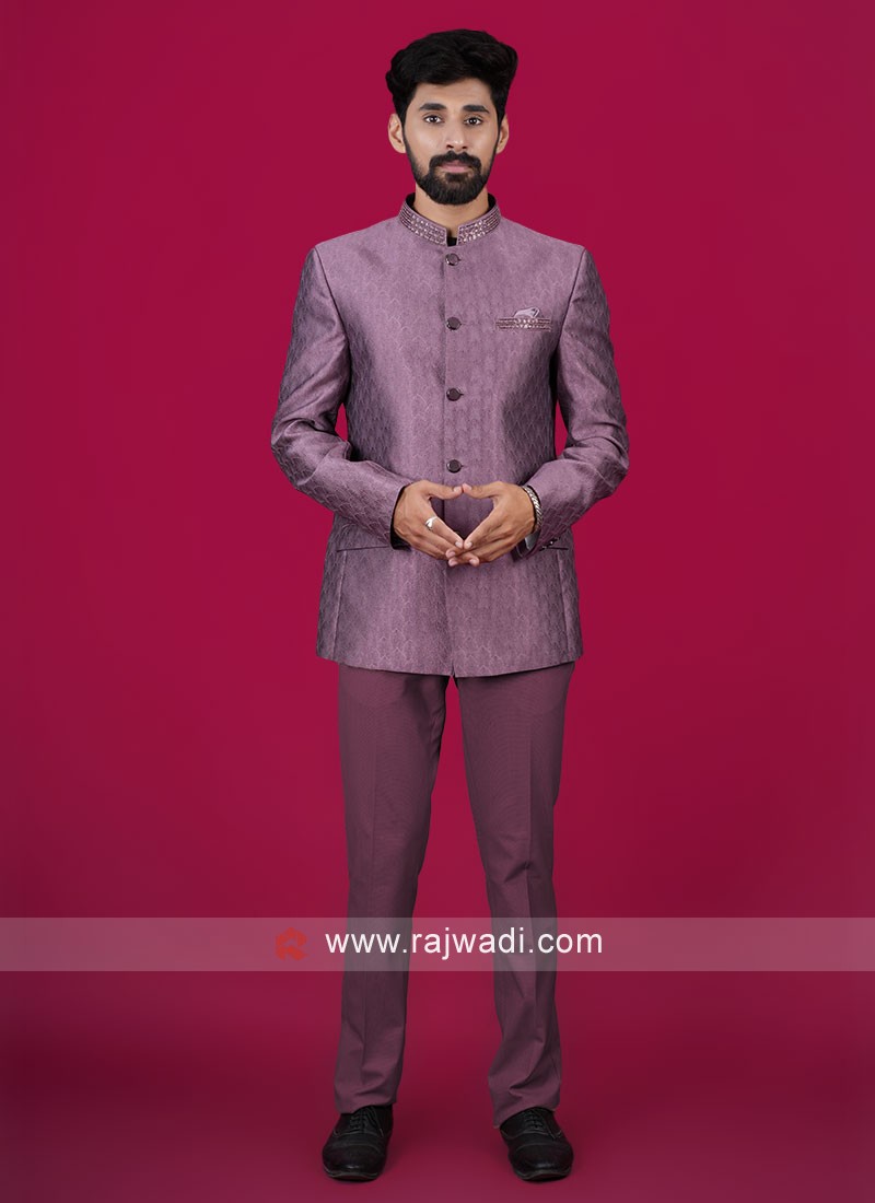 Black Woven Bandhgala Jodhpuri Suit 897MW05