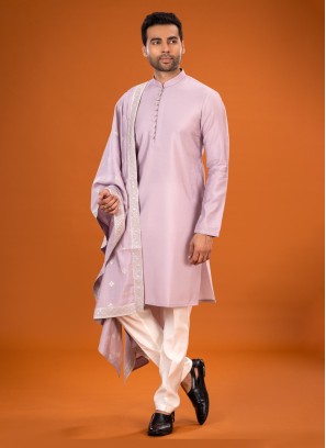 Onion Pink Silk Readymade Kurta Pajama