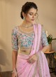 Pink Organza Zari Saree With Embroidered Blouse