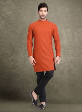 Orange And Black Color Kurta Pajama