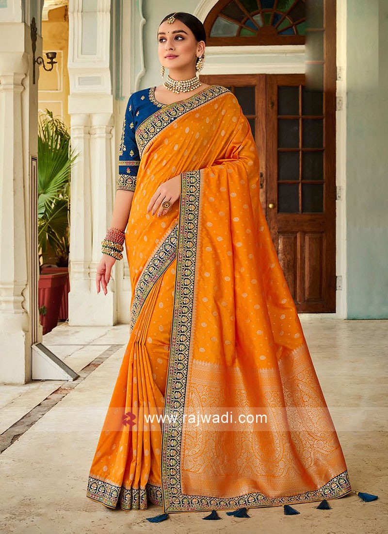 Buy Orange Sarees for Women by Indie Picks Online | Ajio.com