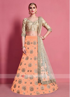 Orange & Beige Color Lehenga Choli