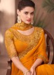 Orange Embroidered Contemporary Silk Saree